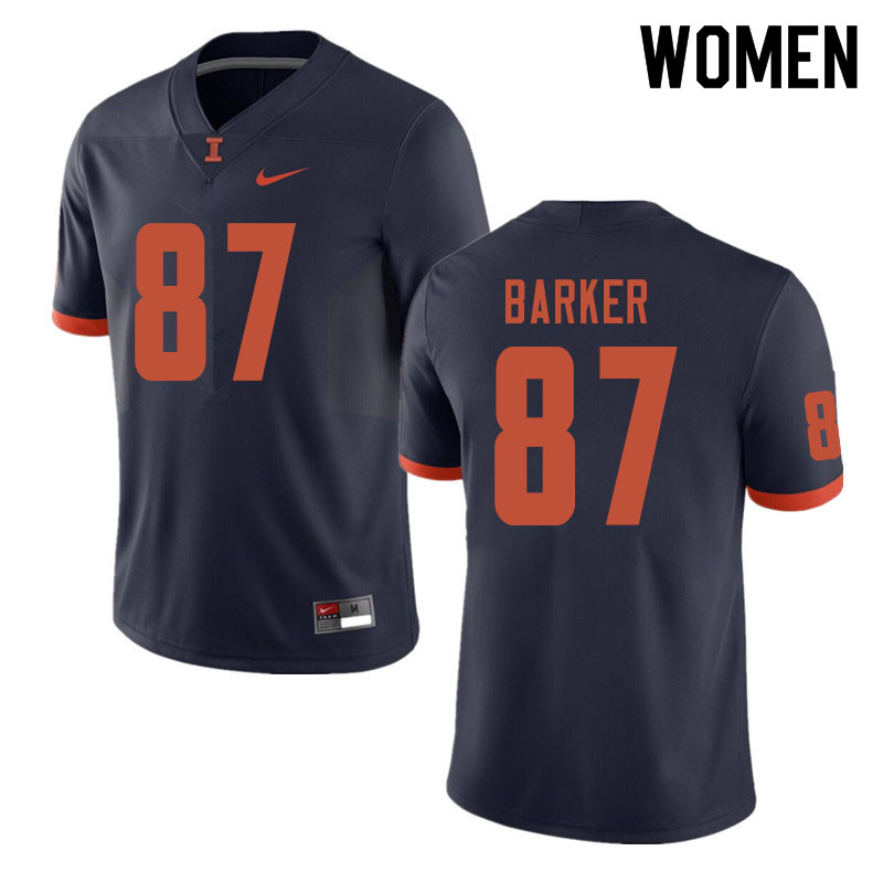 Women #87 Daniel Barker Illinois Fighting Illini College Football Jerseys Sale-Navy